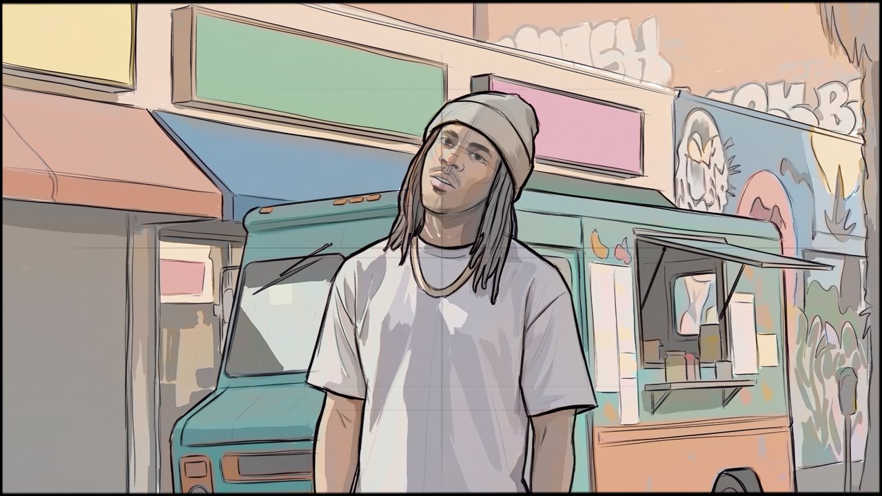 Music Video - Narrative - storyboard frame 1 by Dakota Warren